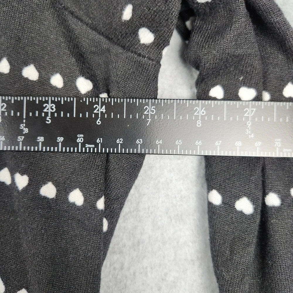 LuLaRoe Longline Cardigan Womens XL Black Joy Heart Print‎ Pockets Open Front